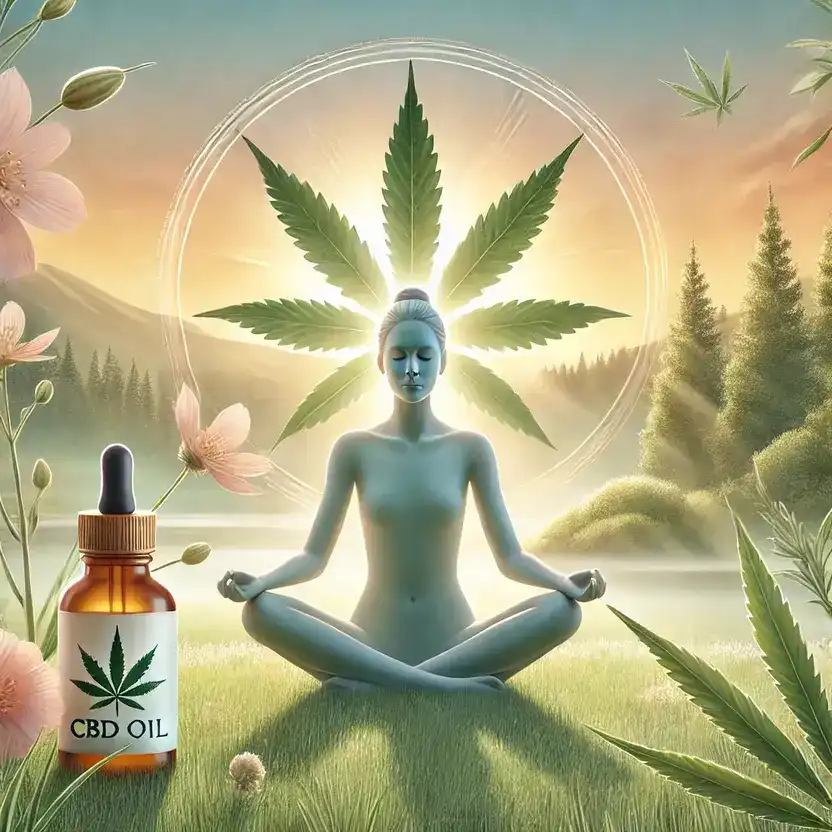 CBD oil bottle with hemp leaves, symbolizing natural chronic pain management.